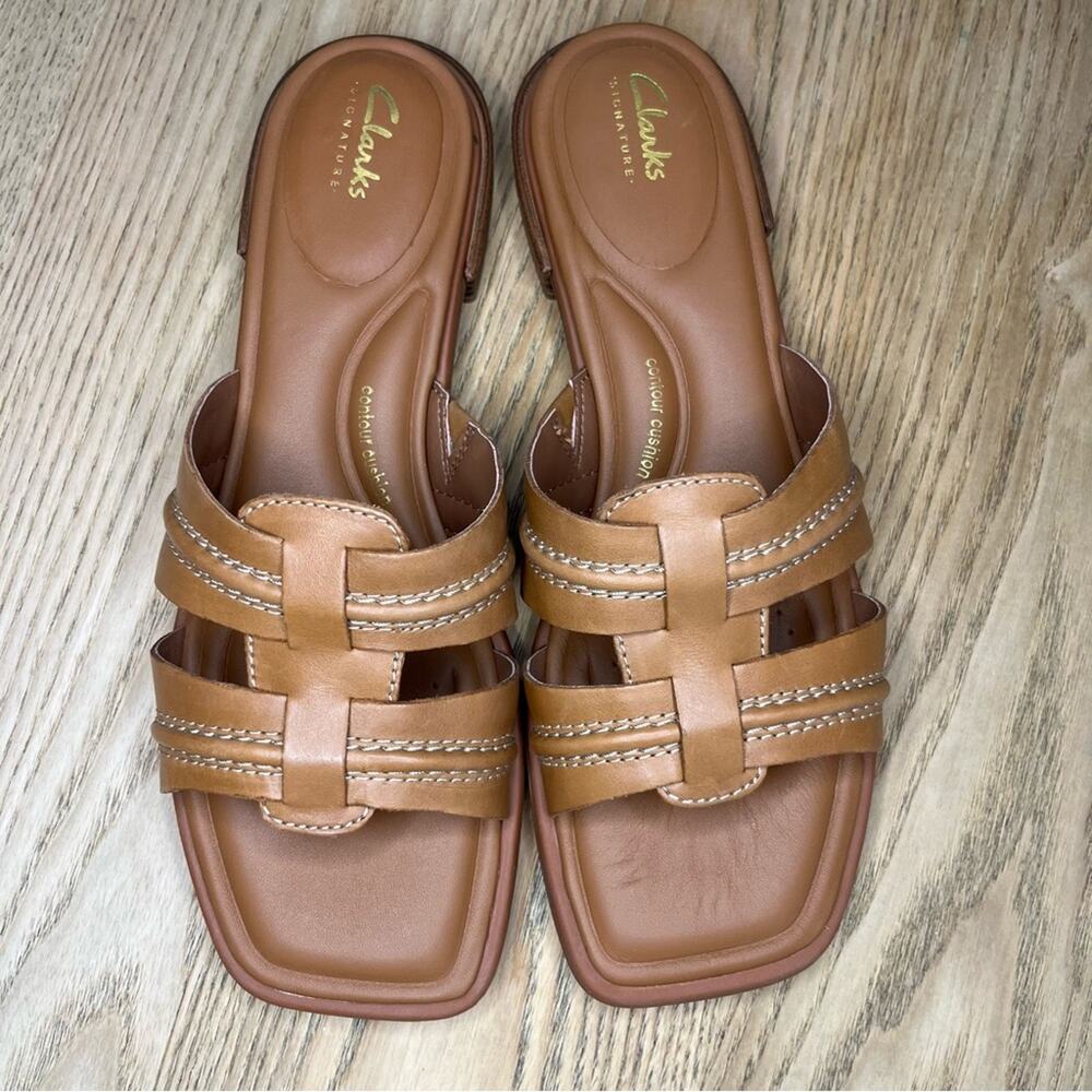 New! Clarks Ariany Mule Comfort Sandal Tan Leather Slide Women’s Size 10 - Picture 7 of 7